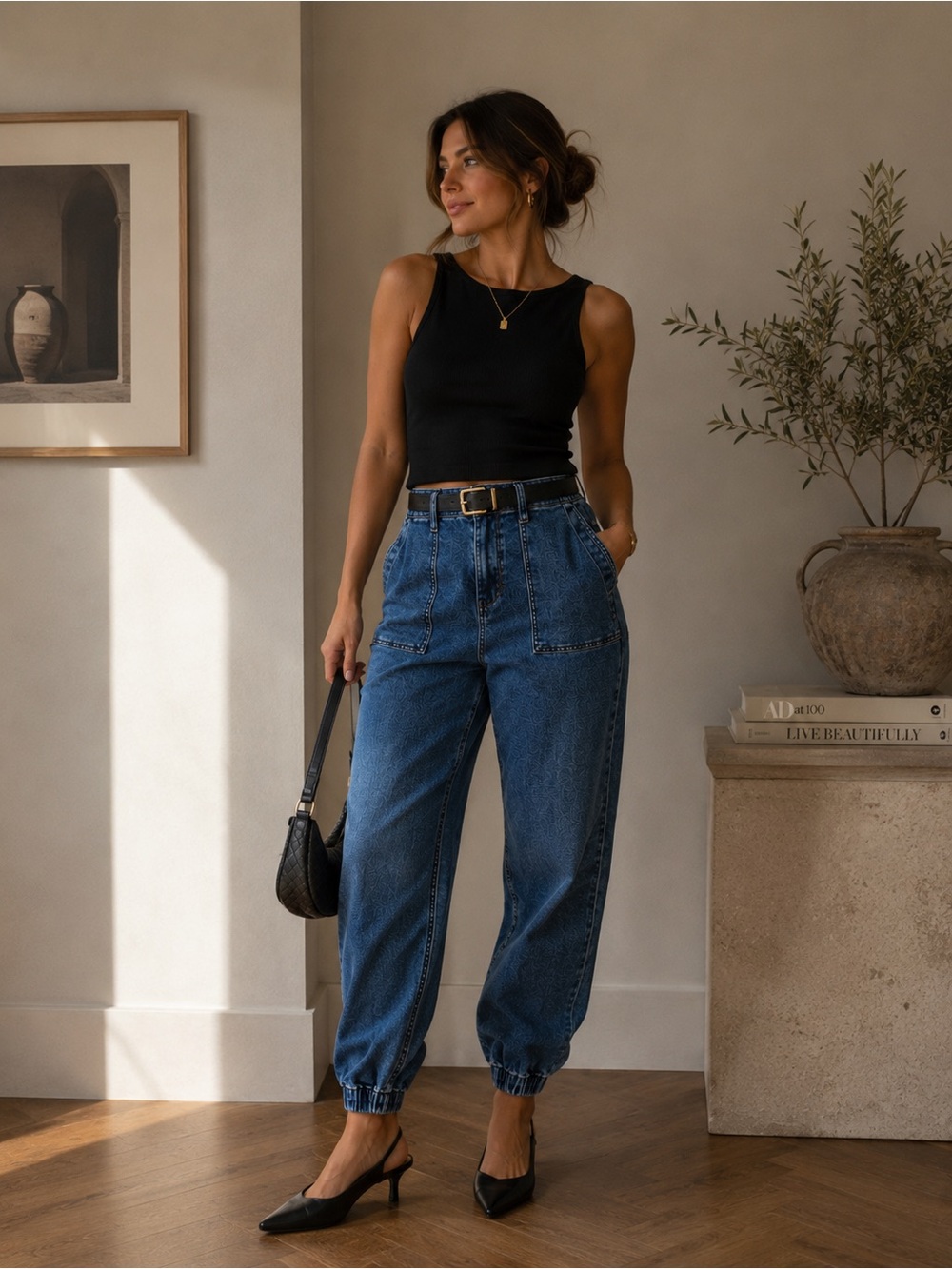 J. Crew Women’s Relaxed Blue Denim Boyfriend Jeans with Elastic Cuffs
